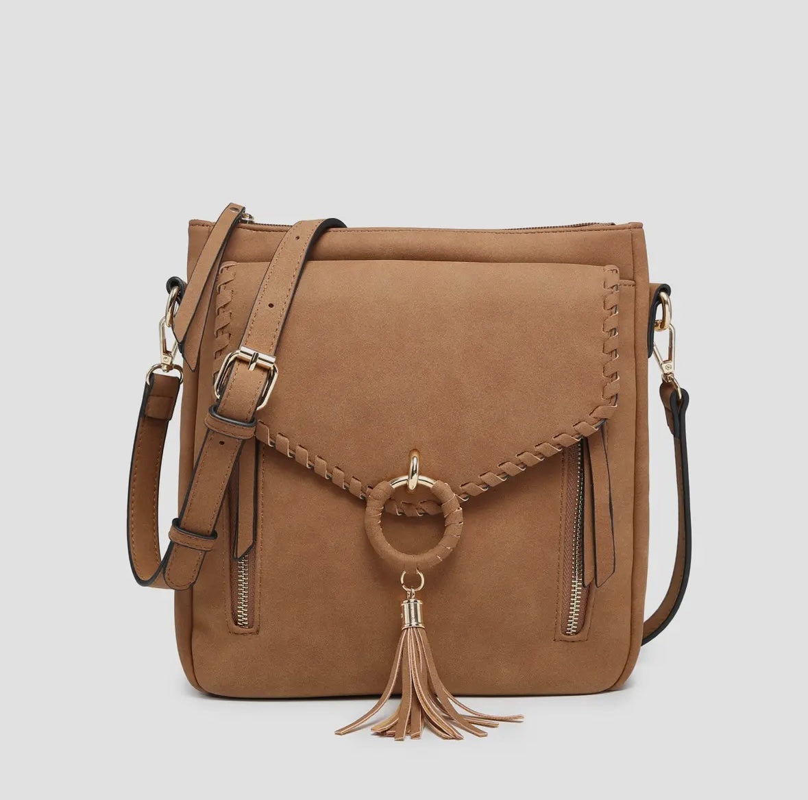 Layla Faux Suede Crossbody w/Tassel