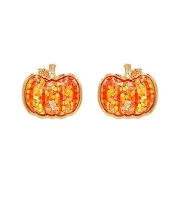 Pumpkin Glitter Stud Earrings