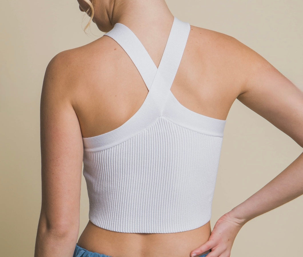 Cross My Mind Tank Top, White