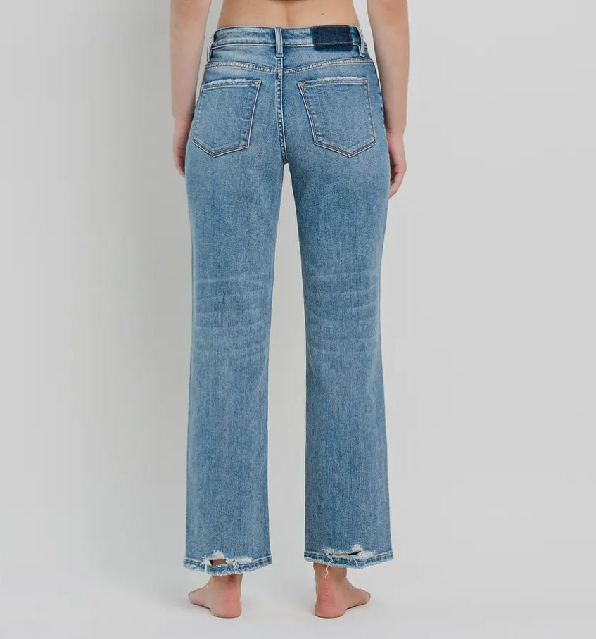 Joy Distressed Slim Wide Jeans