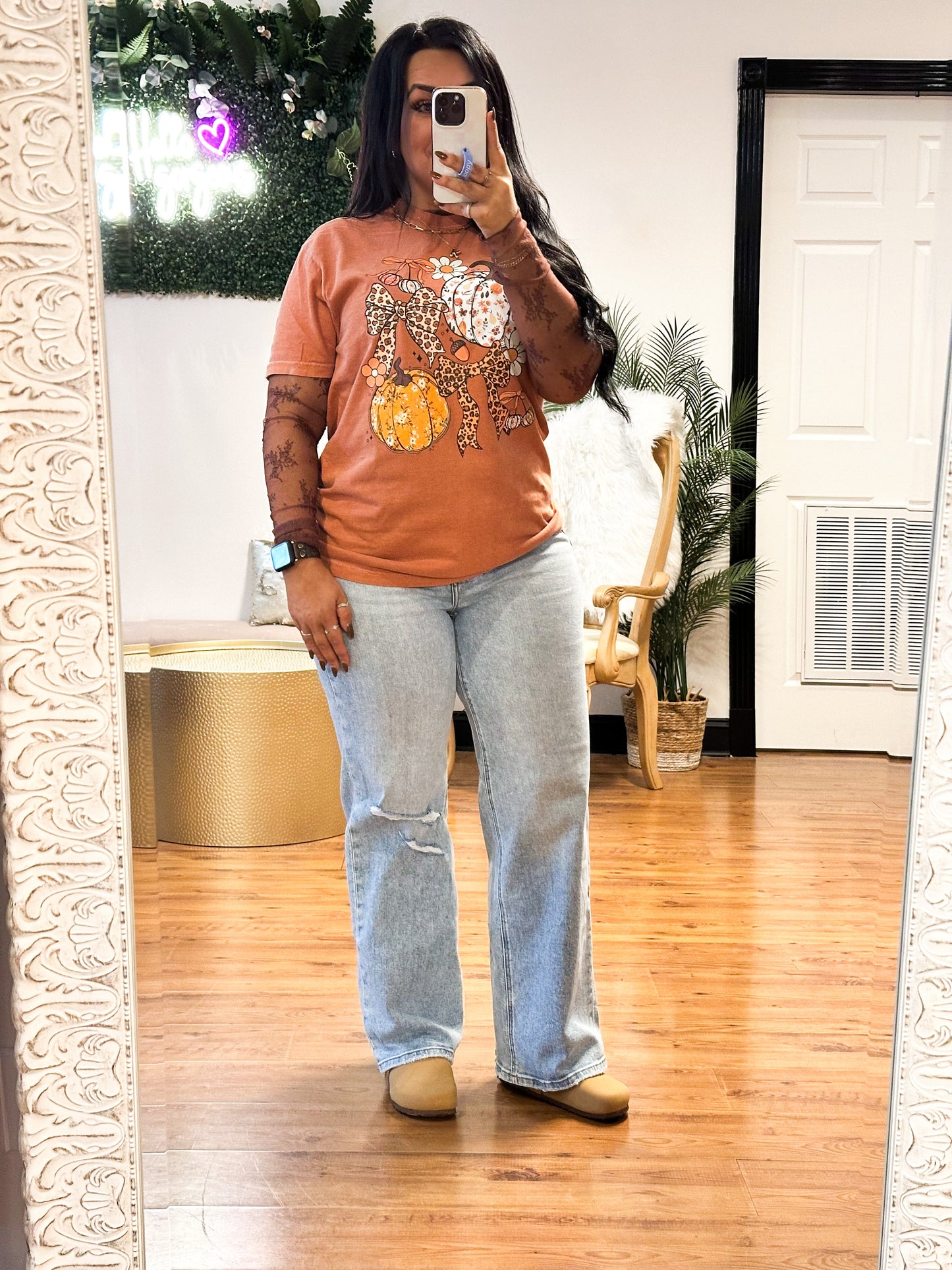 Floral Pumpkin Coquette Tee