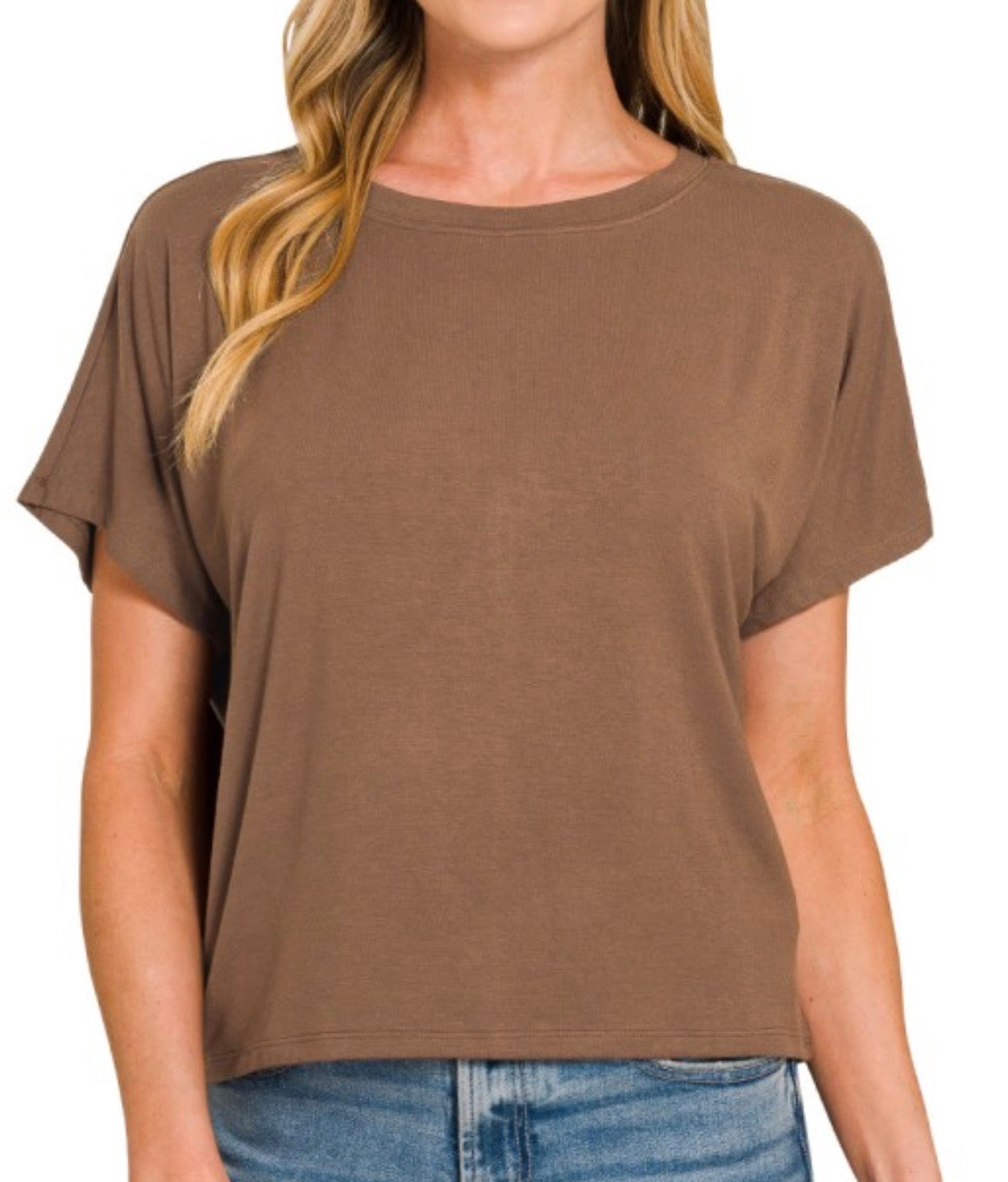 Cropped Round Neck Tee