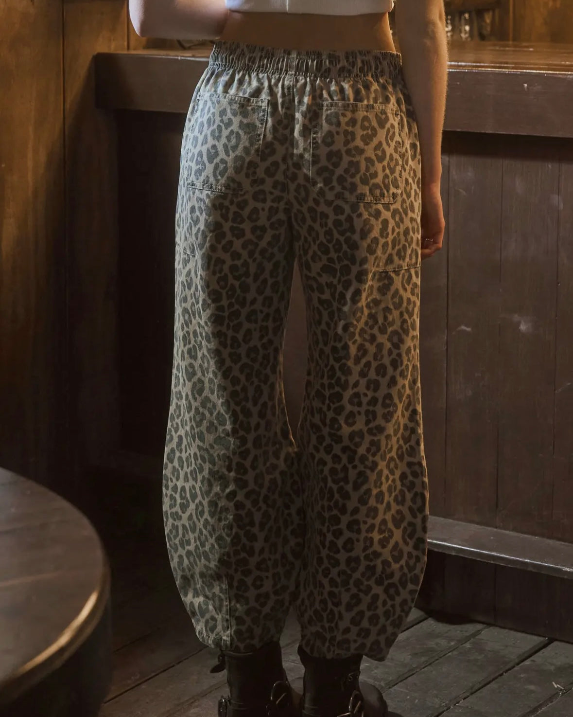 Leopard Print Drawstring Pants