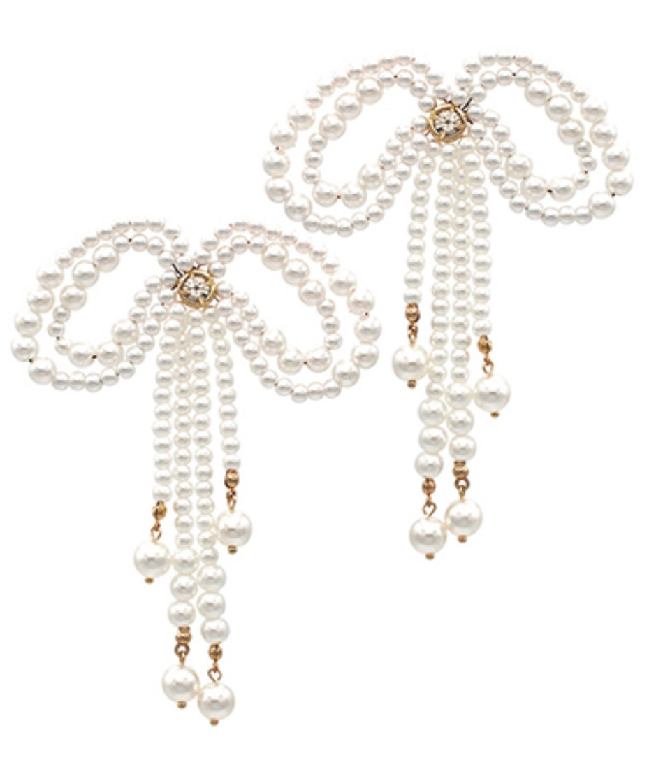 Pearl Double Bow Earrings