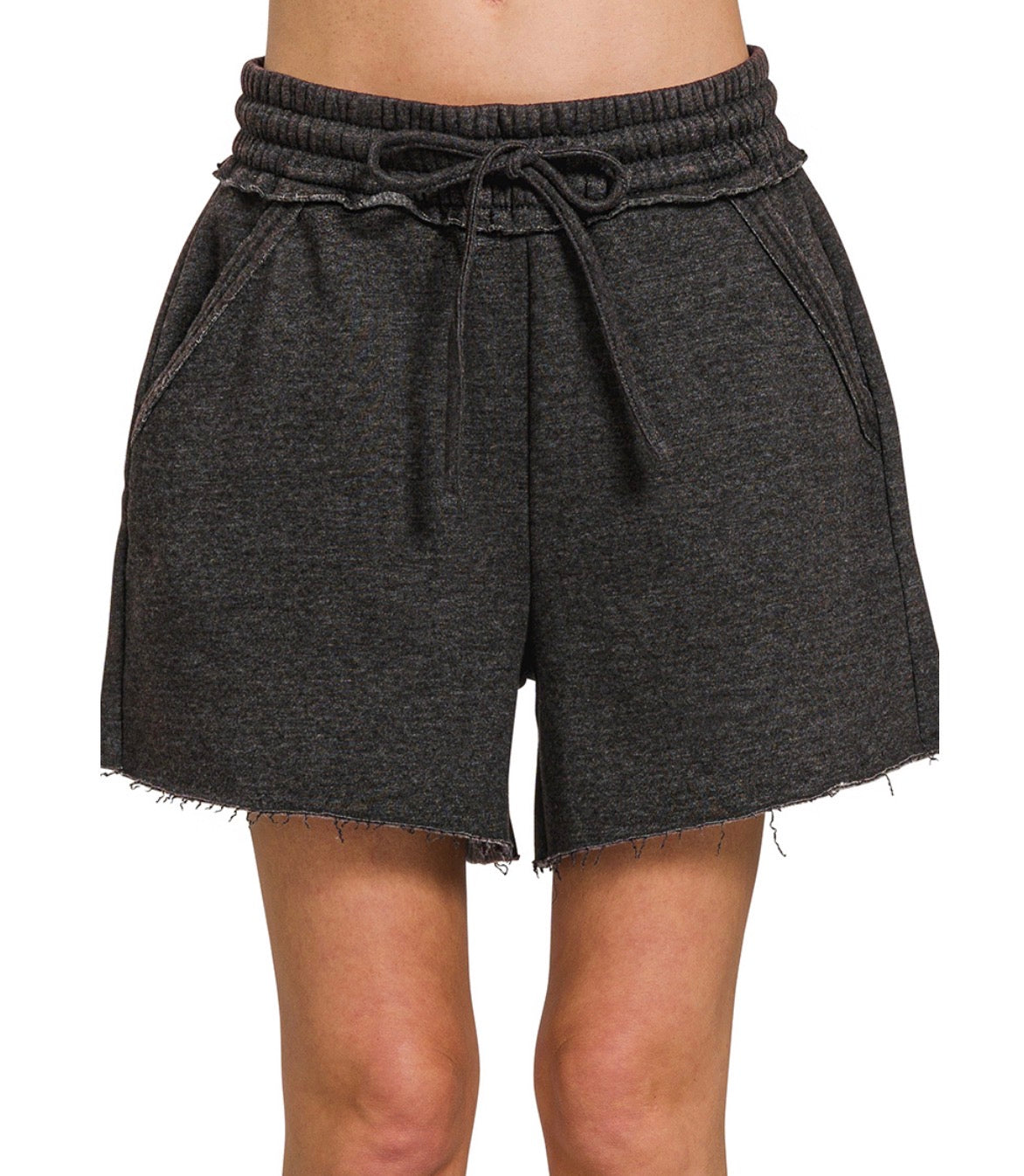 Acid Wash Drawstring Shorts