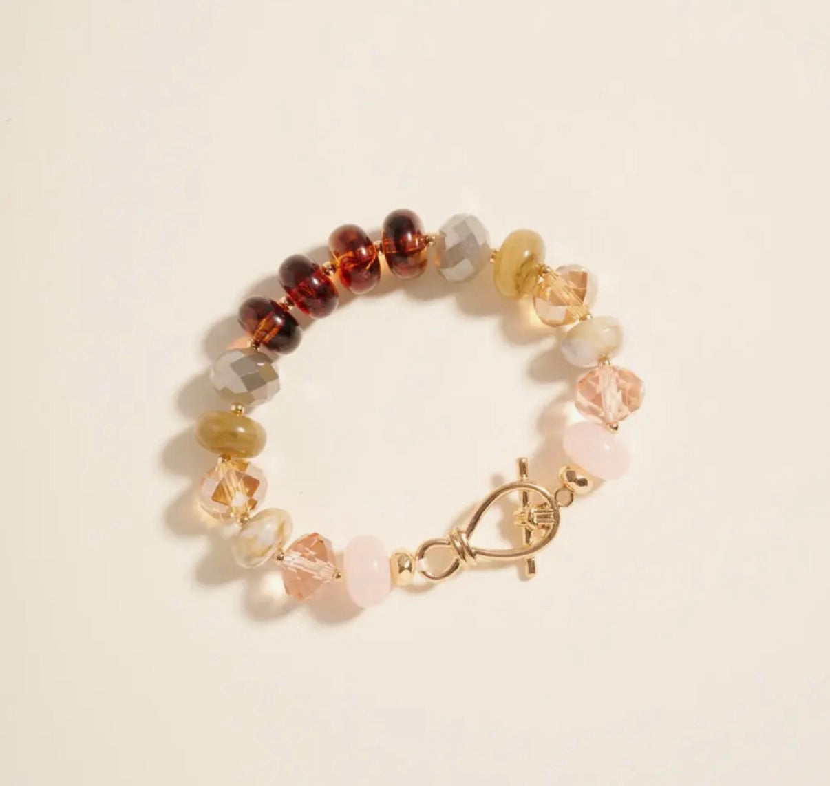 Marbled Ombré Resin Oval Beaded Stretch Bracelet