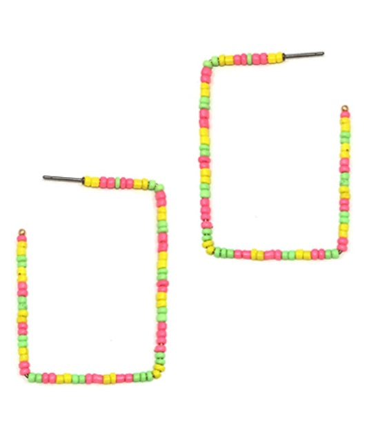 Rectangle Shape Beaded Earrings