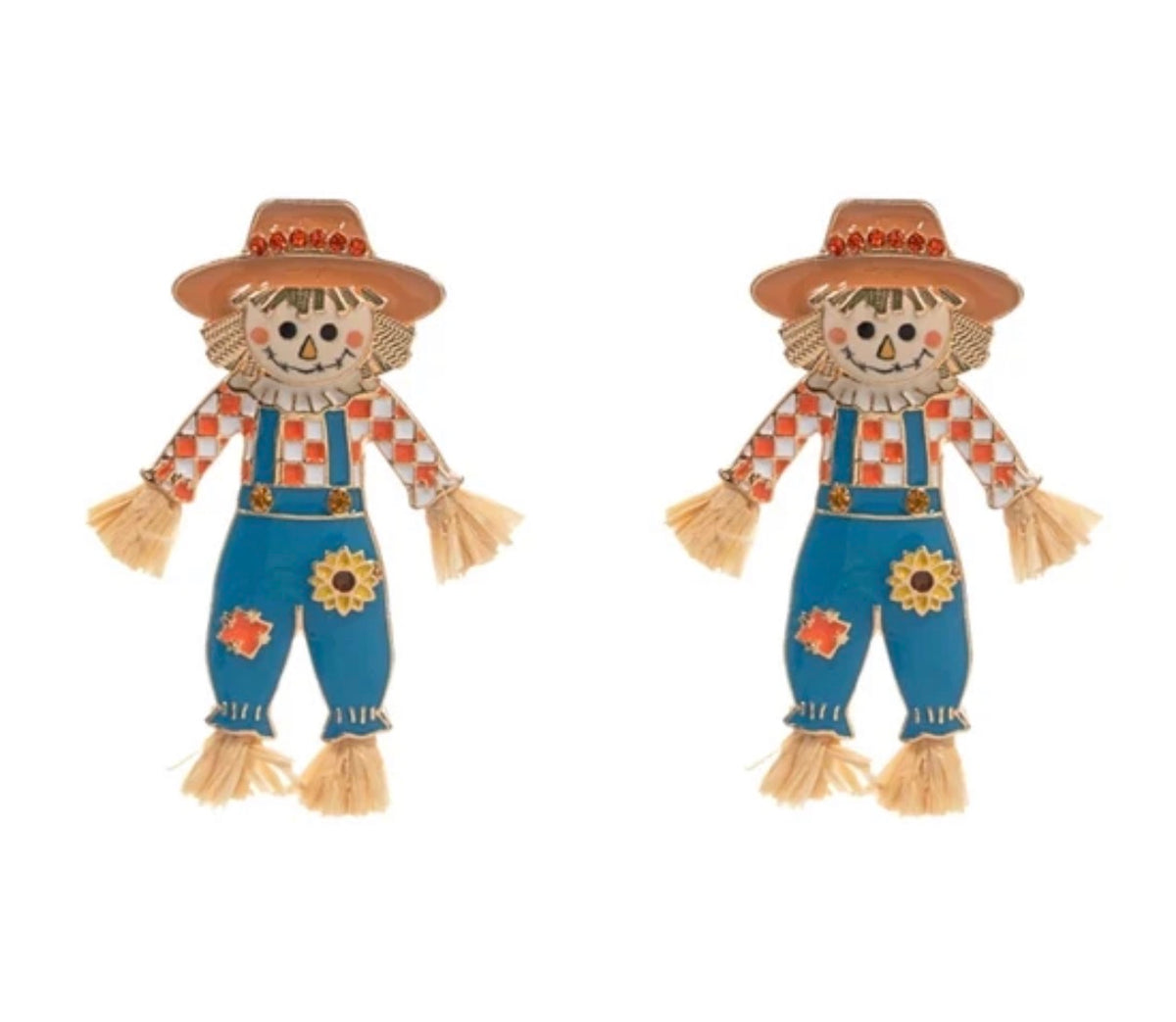 Scarecrow w/Raffia Earrings
