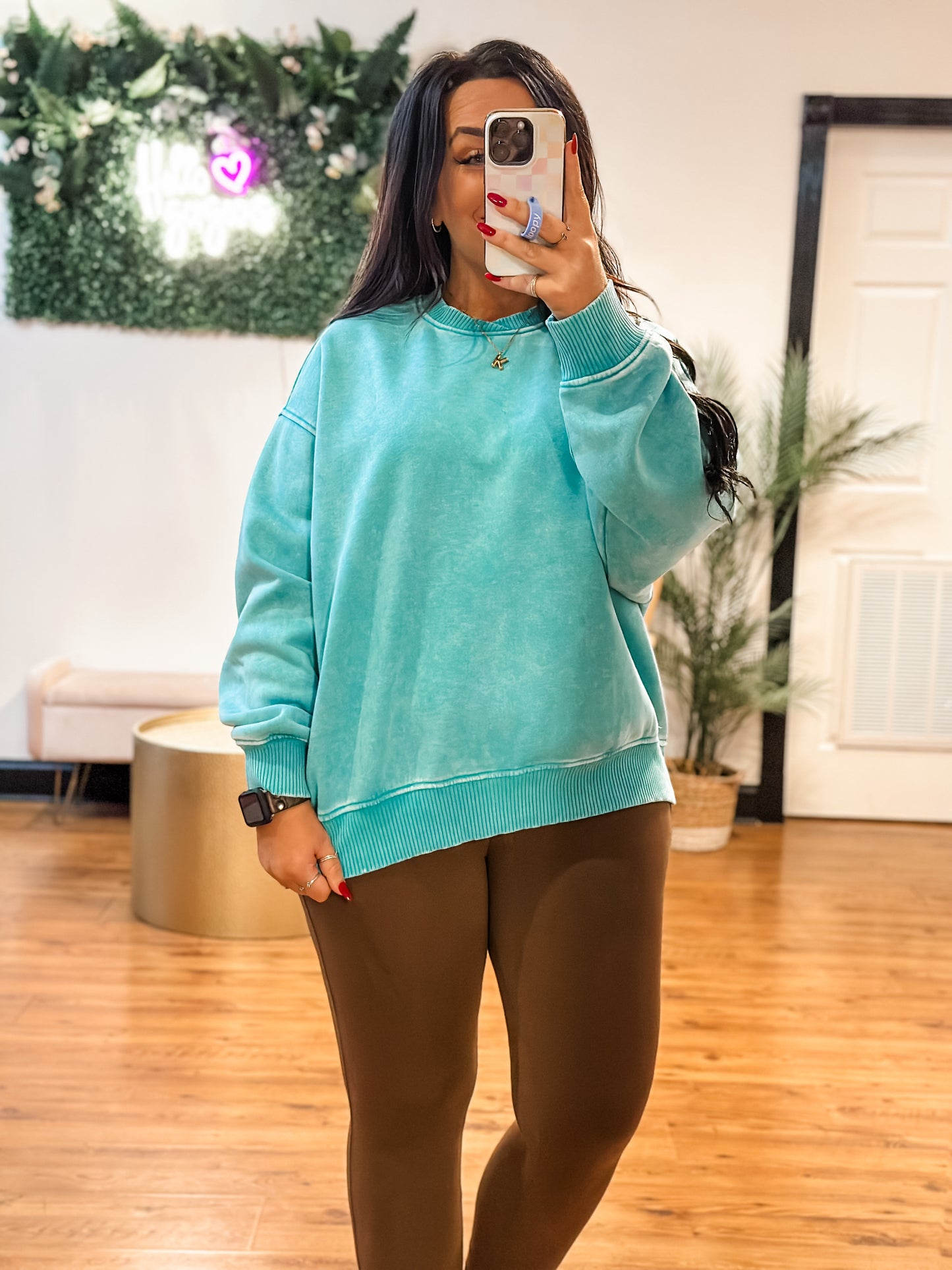 Cozy Comfort Sweatshirt, Turquoise
