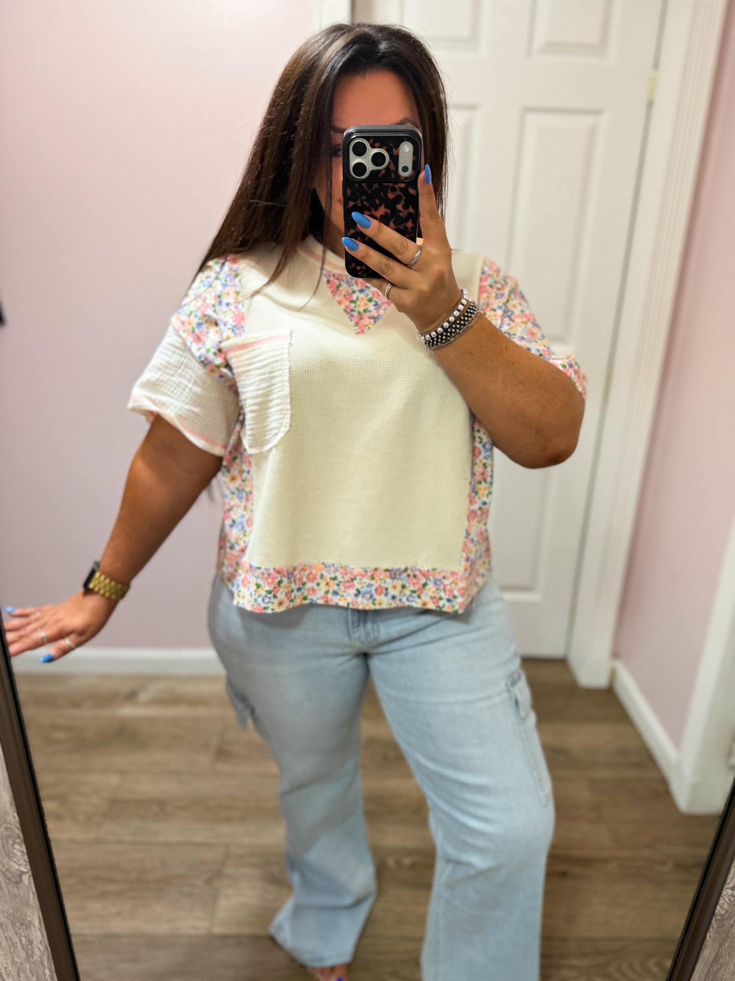 Multi Texture Floral Top