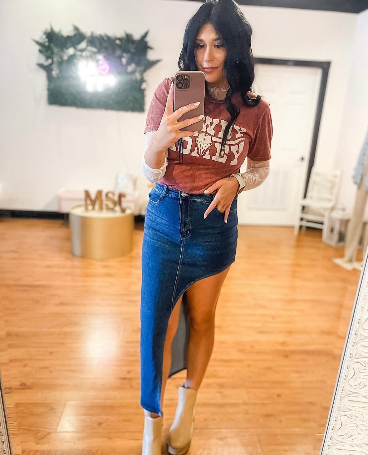 Denim Midi Skirt