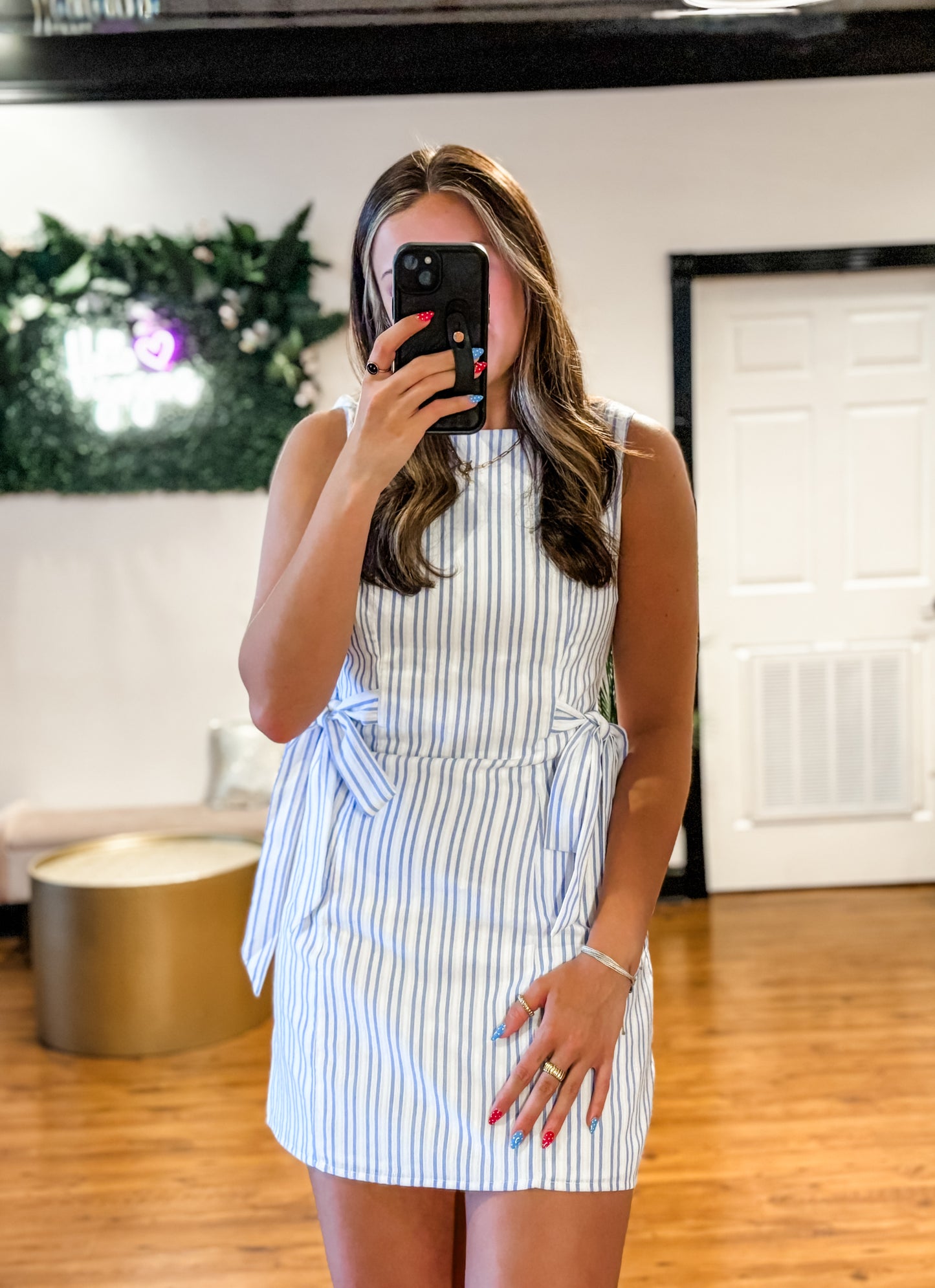 Side Tie Striped Dress