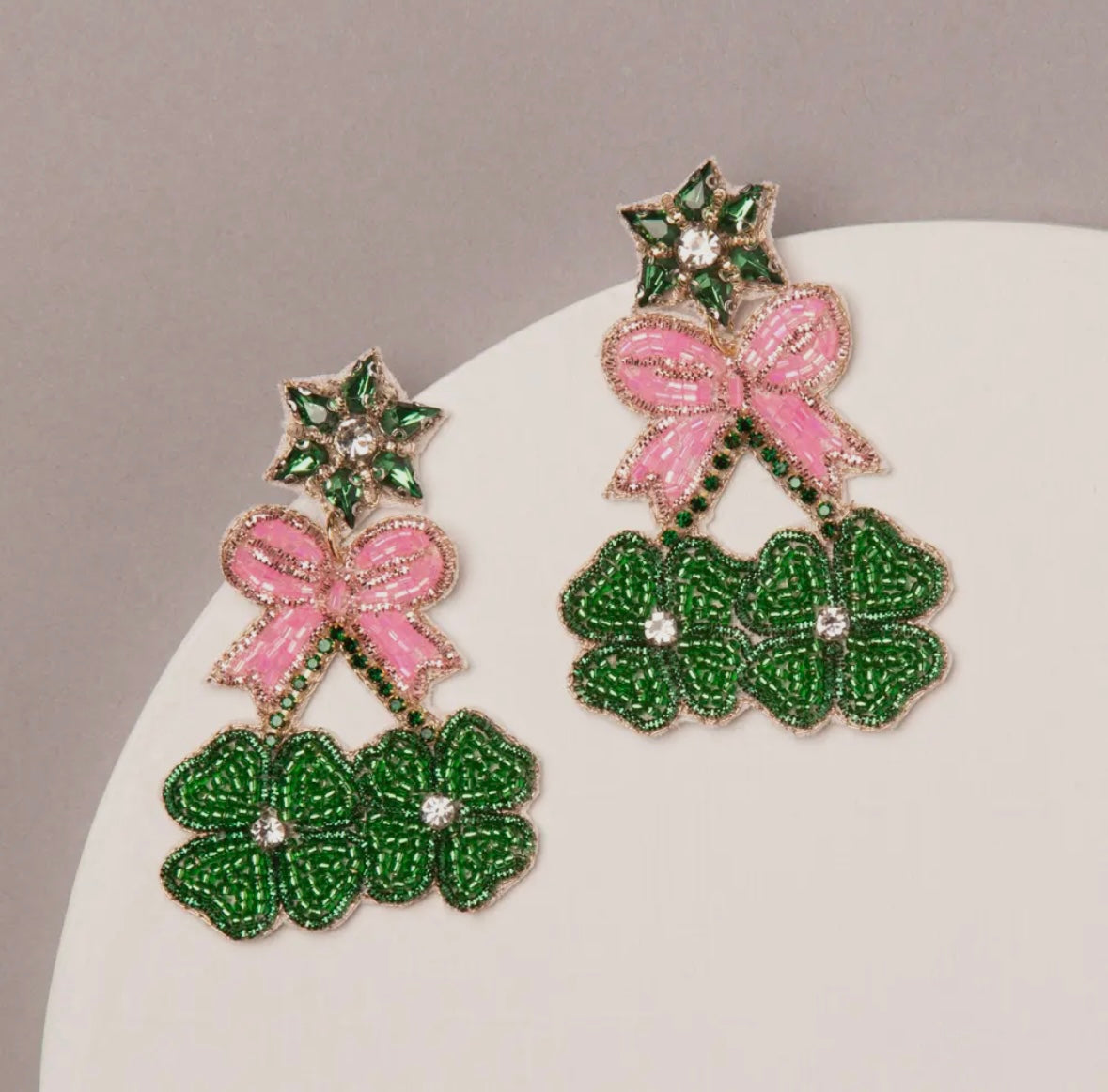 Bow Adorned Clover Earrings
