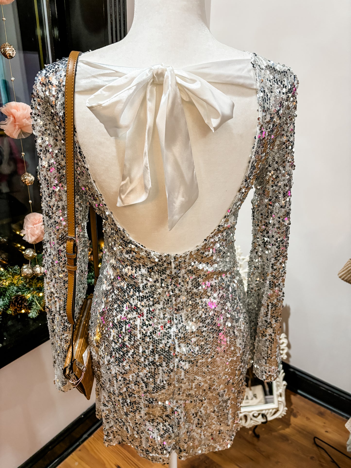 Sequin Bell Sleeve Dress