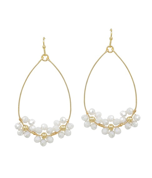 Teardrop Beaded Flower Earrings