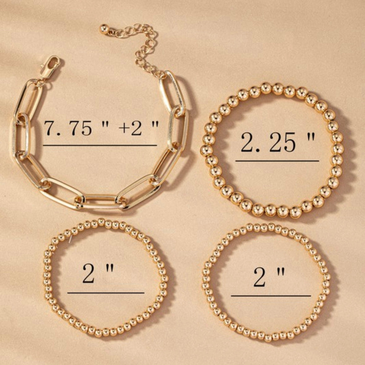 Chain & Metal Bead Bracelet Set