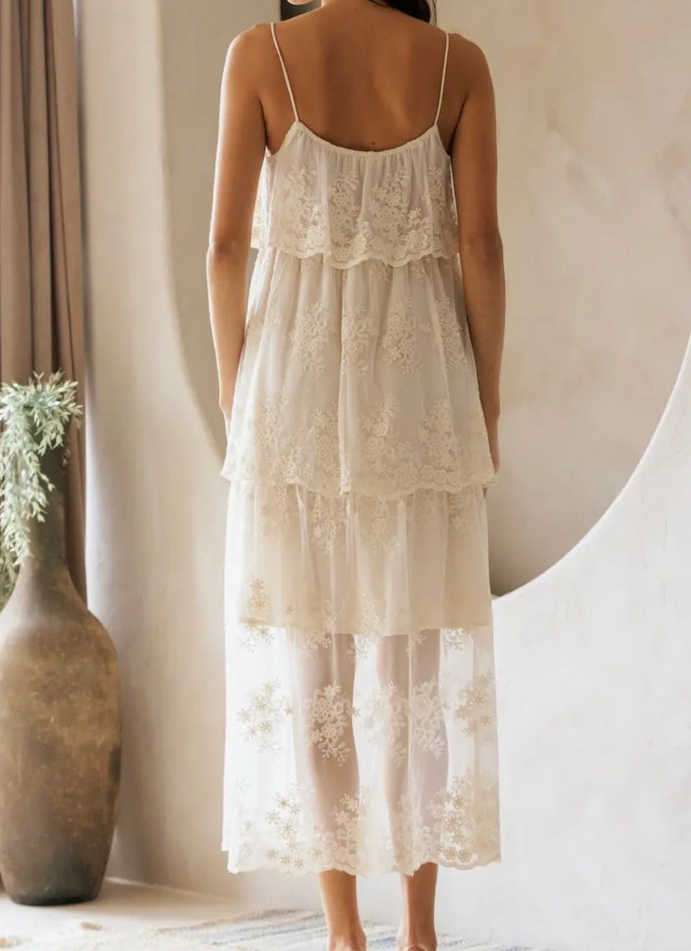 Sunset Breeze Floral Tiered Lace Dress