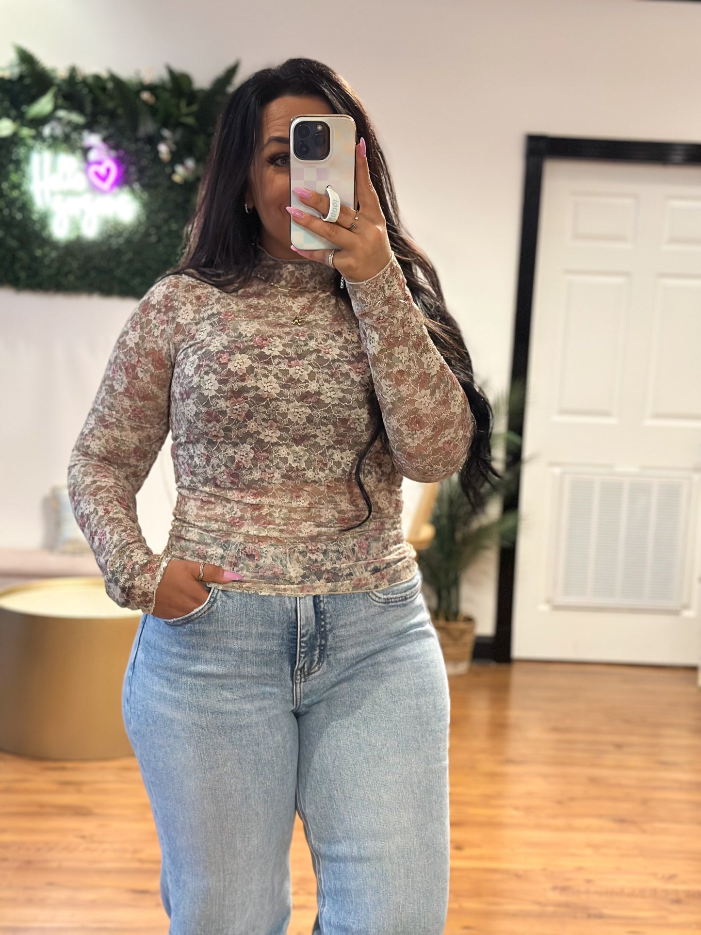 Floral Lace Sheer Top