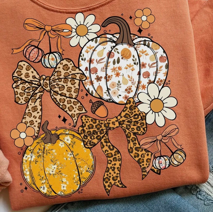 Floral Pumpkin Coquette Tee