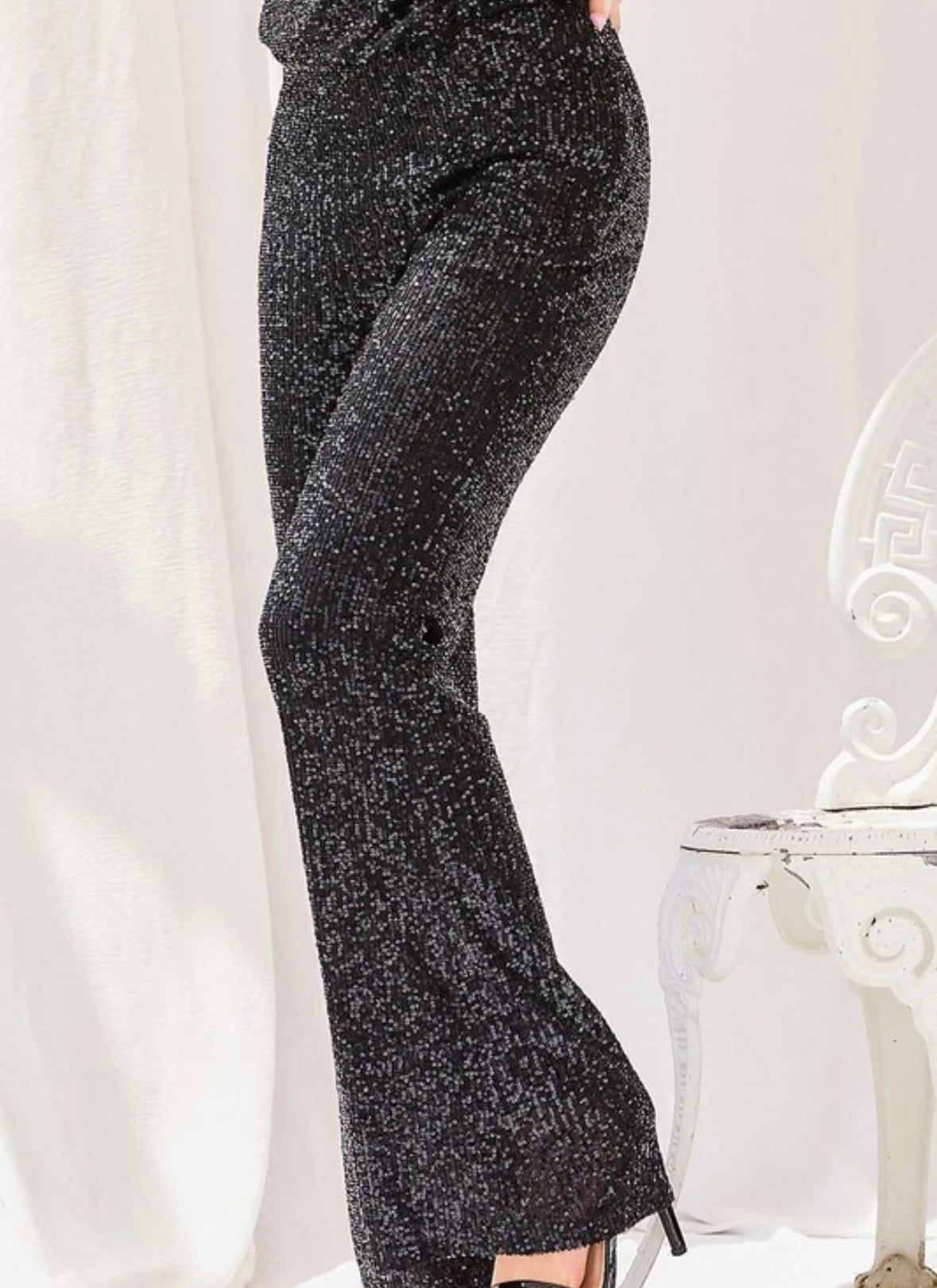 Sequin Flare Leg Pants