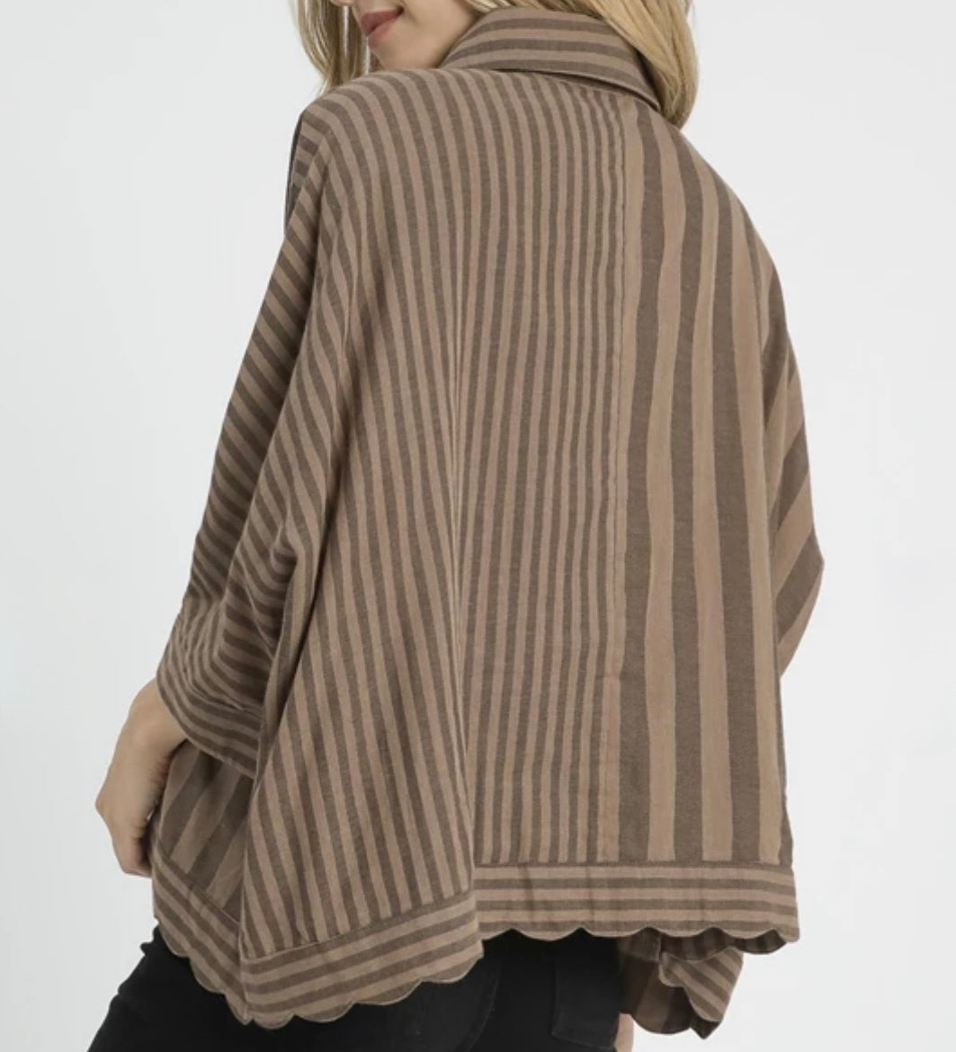 Mixed Stripe Button Down Top