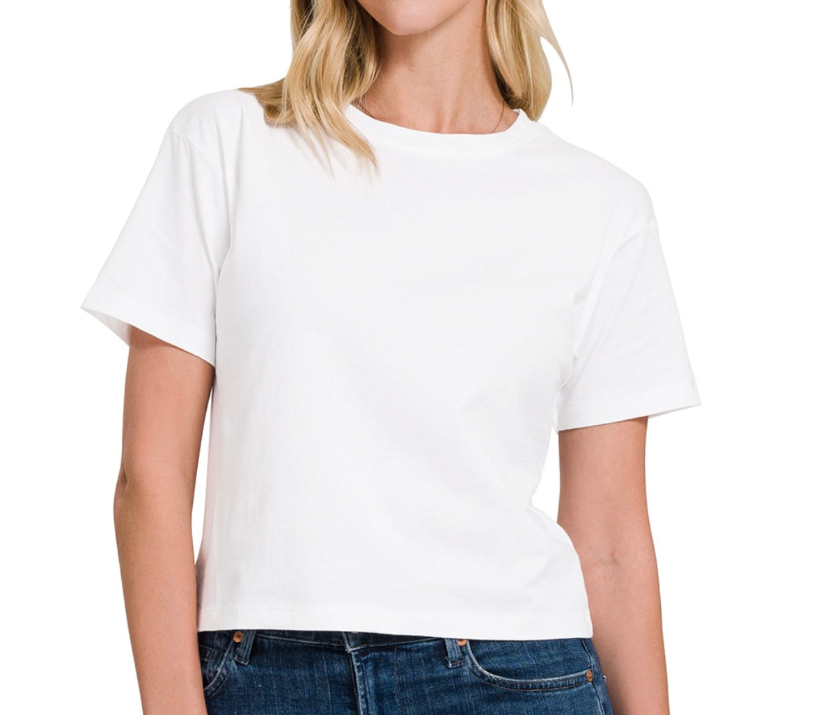 Crew Neck Cropped Tee, Deep Royal