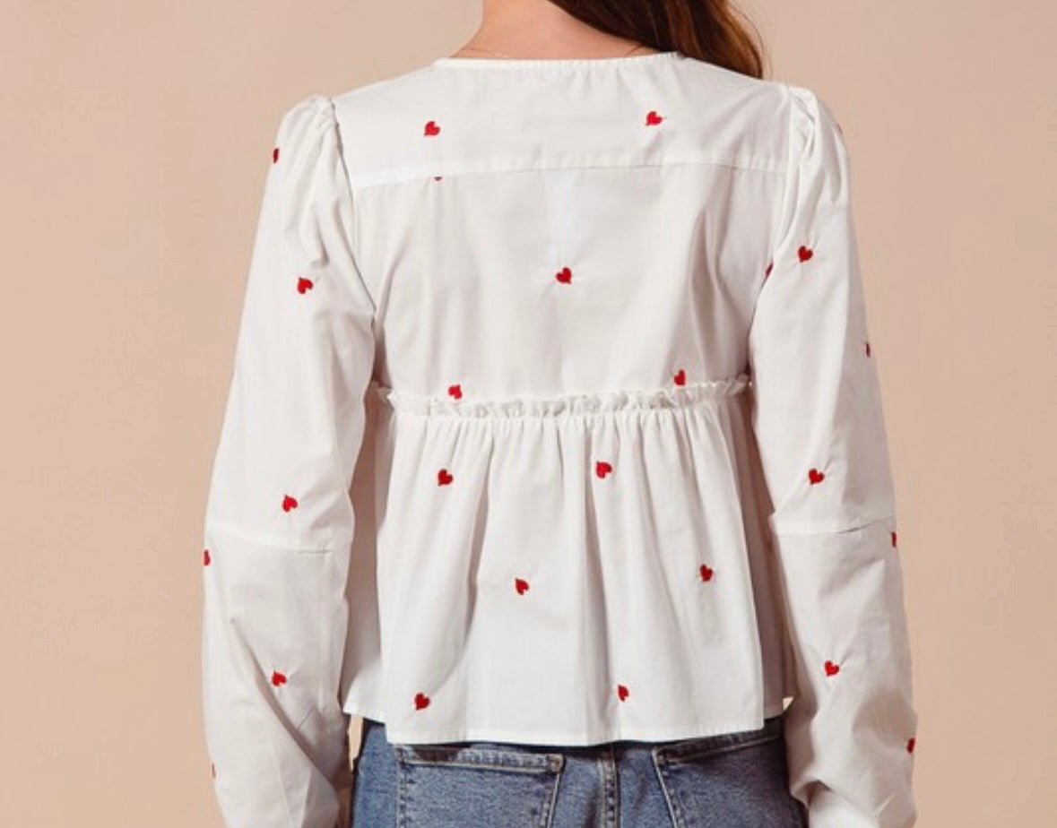 Heart Embroidered Blouse