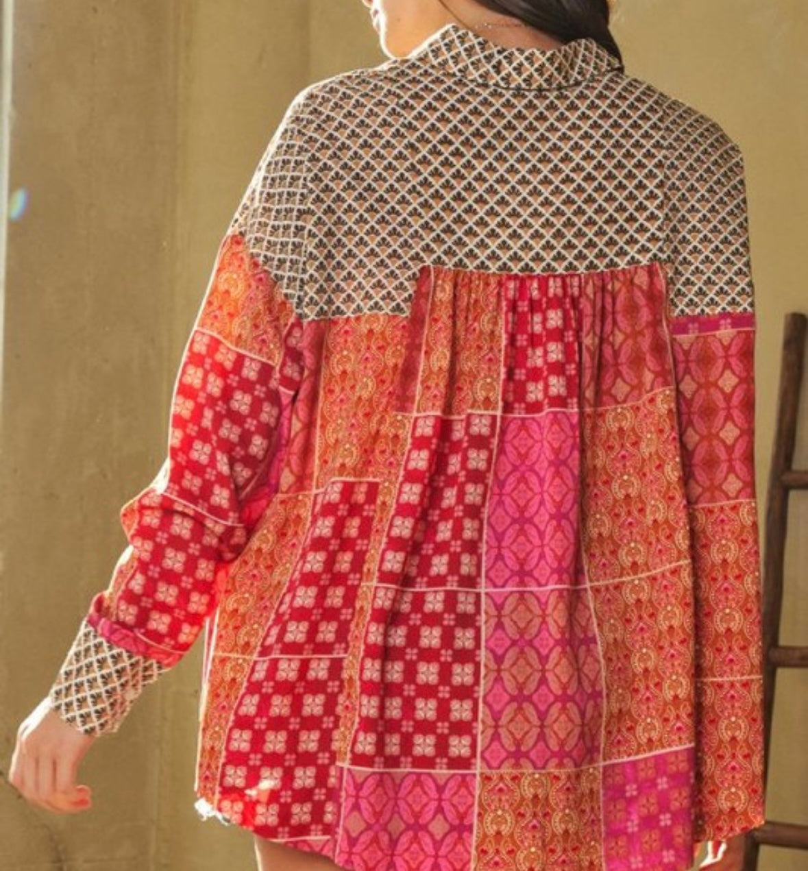 Mixed Messages Button Down Top