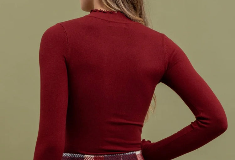 Simple Bliss Sweater Top, Oxblood