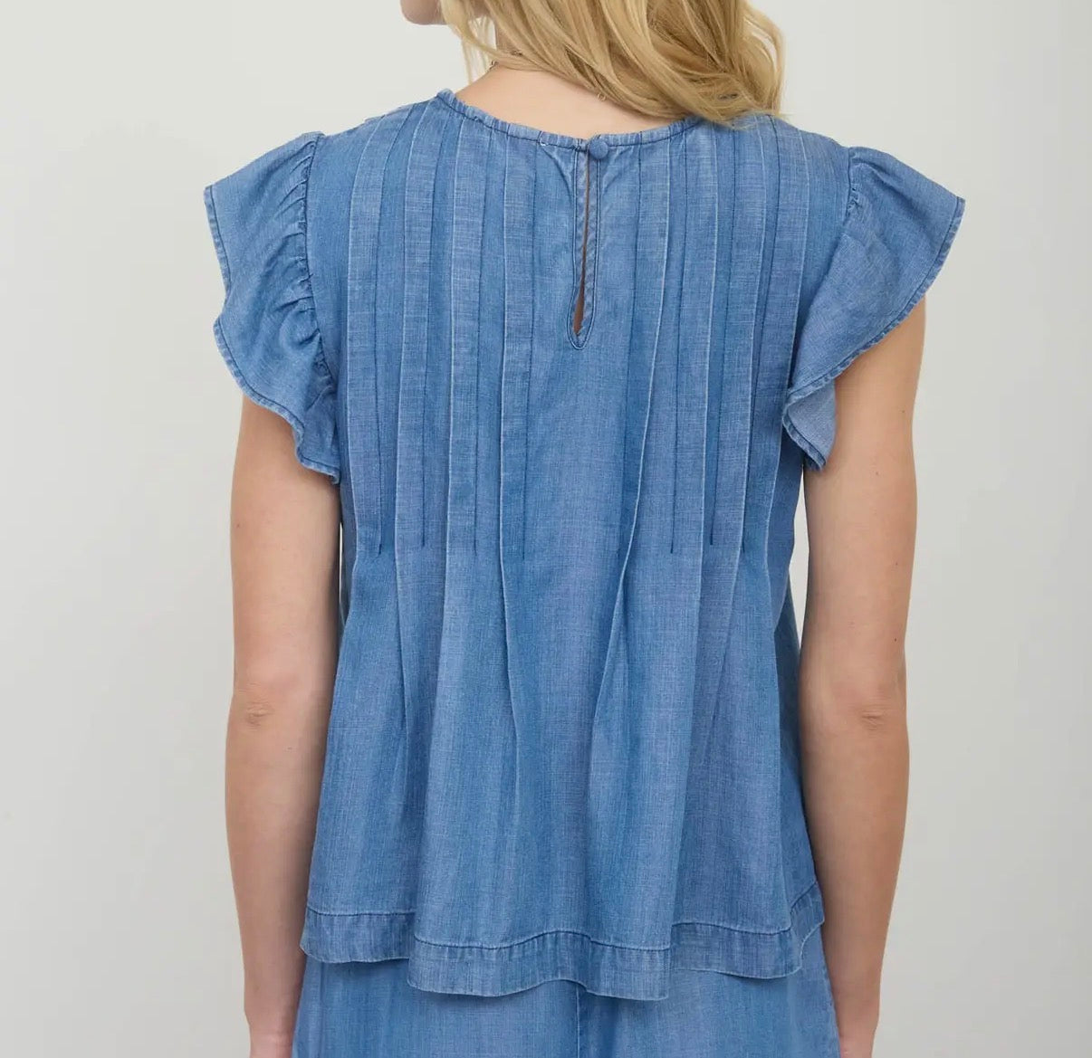 The Polished Pintuck Detail Denim Top