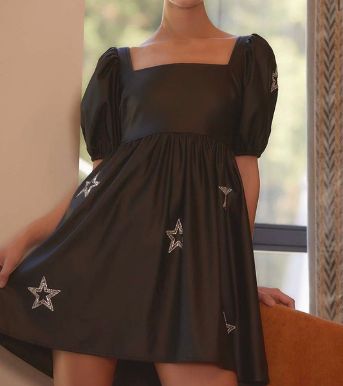Star Patch Faux Leather Dress