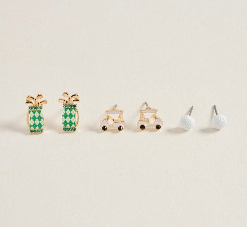 Golf Stud Earring Set