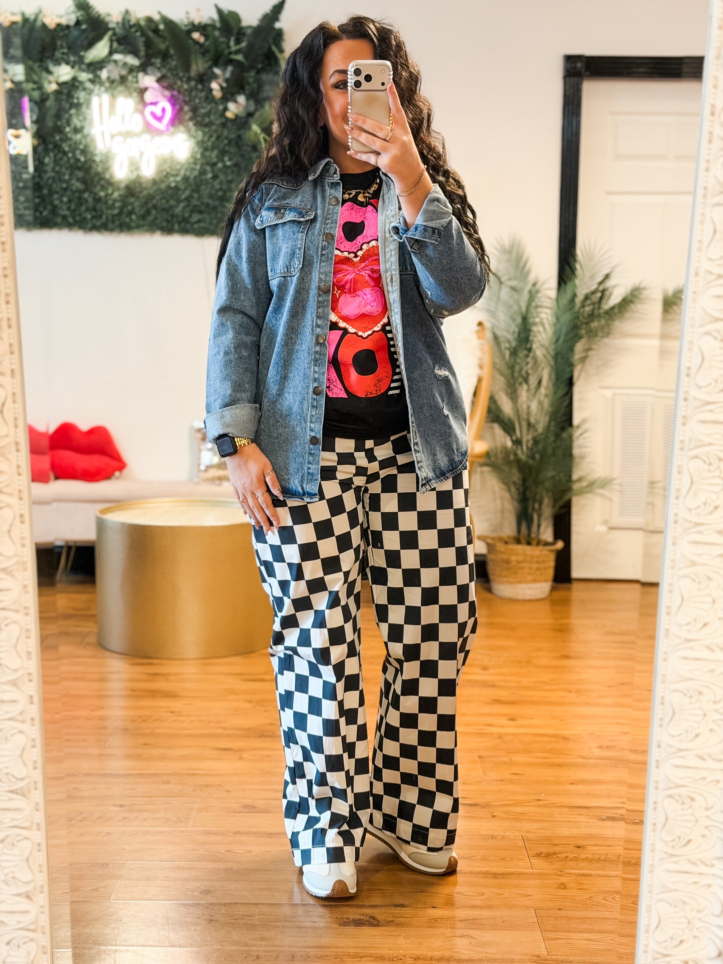 Checkered Boxer Pants, Black