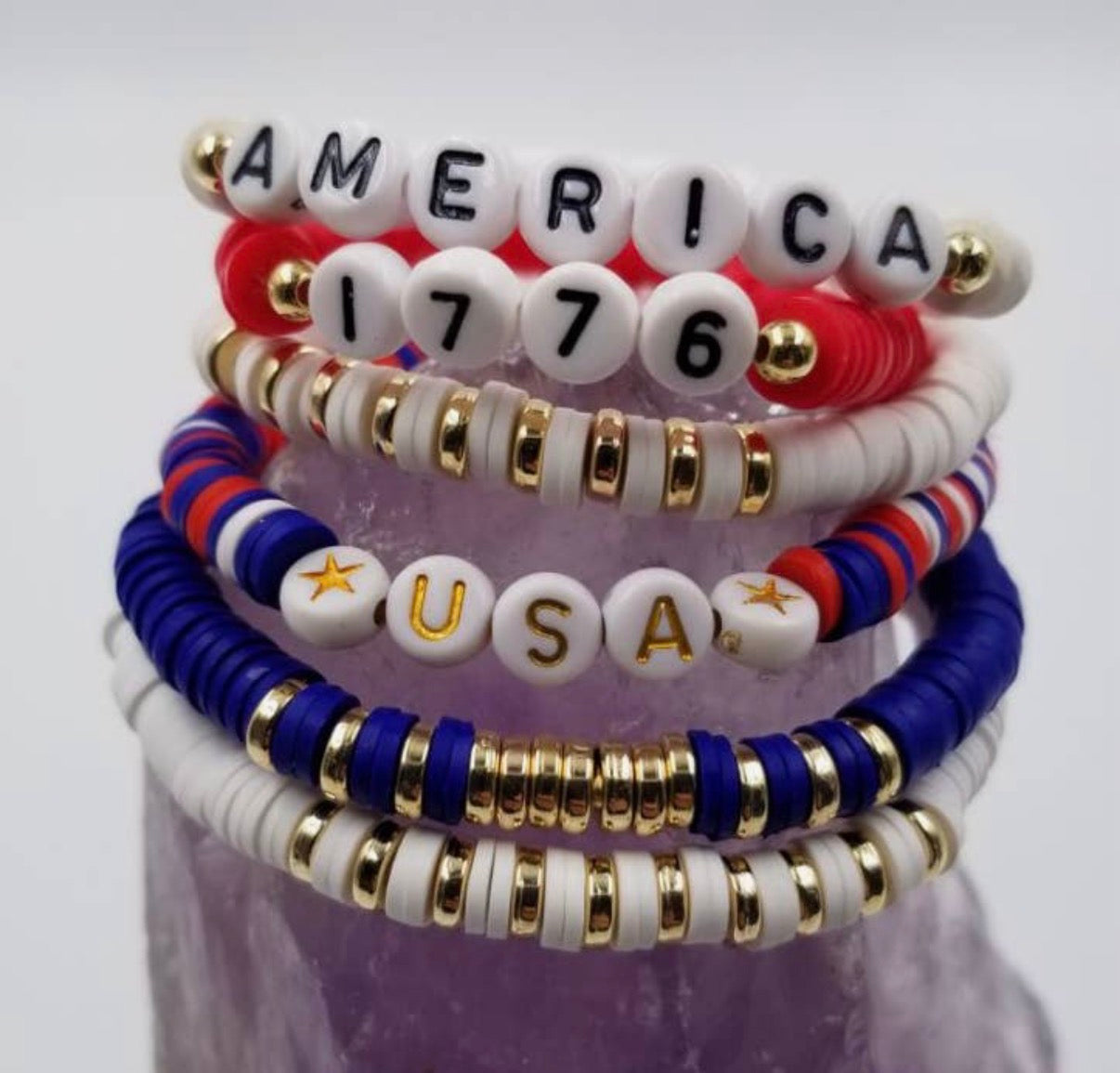America 1776 Heishi Bracelet Set