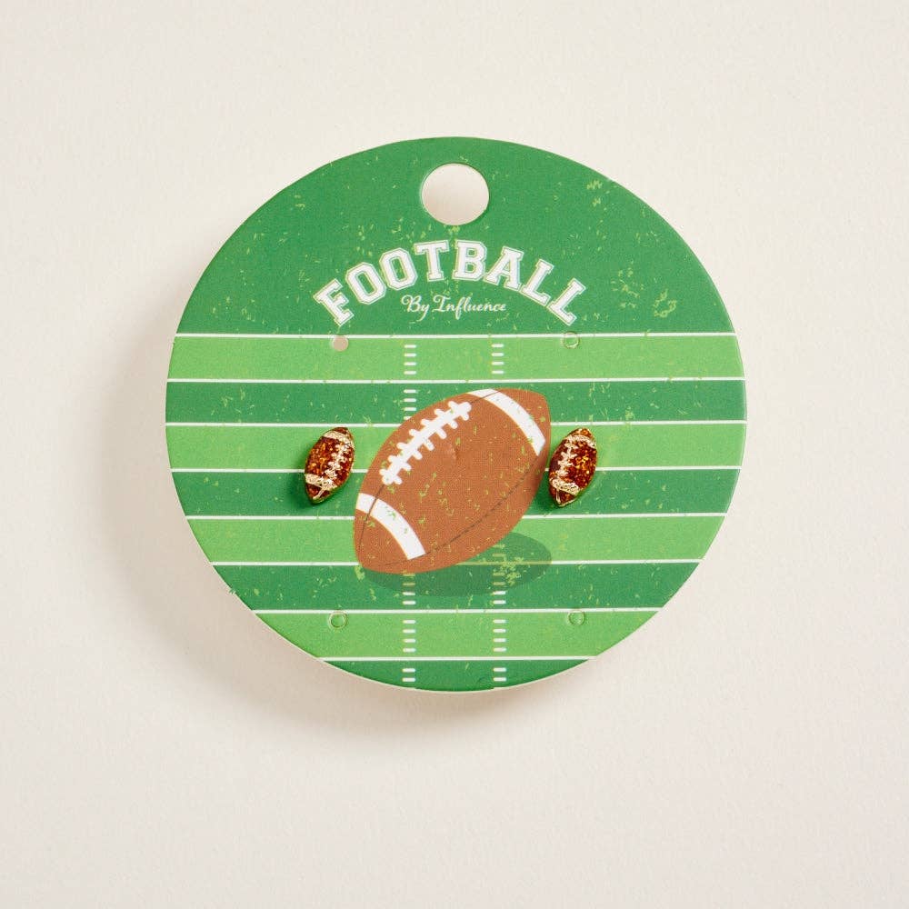 0.3 Inch Enamel Glitter Football Game Day Post Earrings