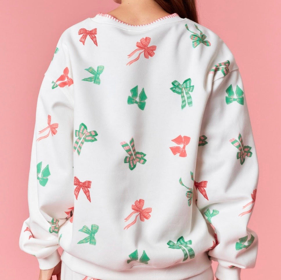All Over Bow Print Pullover