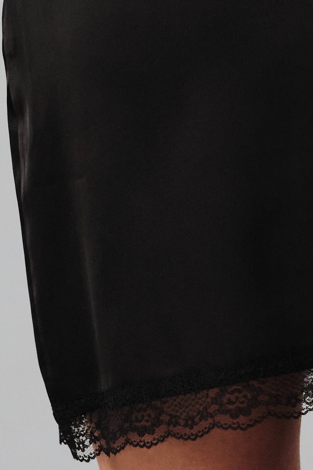Satin Mini Skirt with Lace Trim