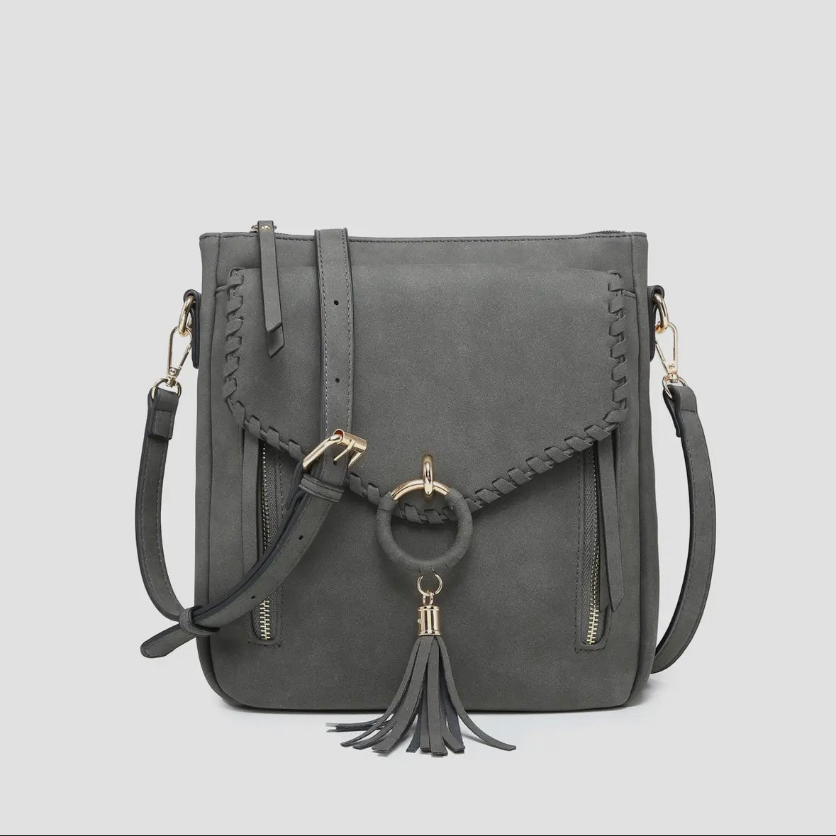 Layla Faux Suede Crossbody w/Tassel