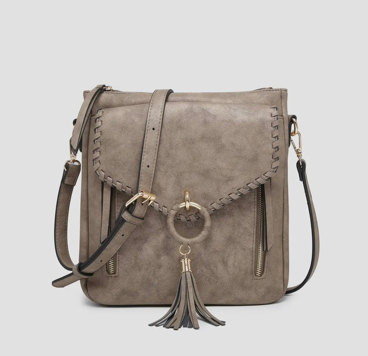 Layla Faux Suede Crossbody w/Tassel