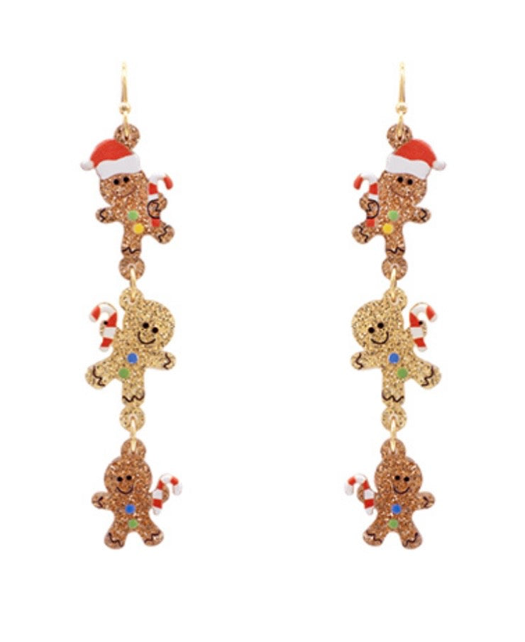 3 Tiered Glitter Gingerbread Earrings