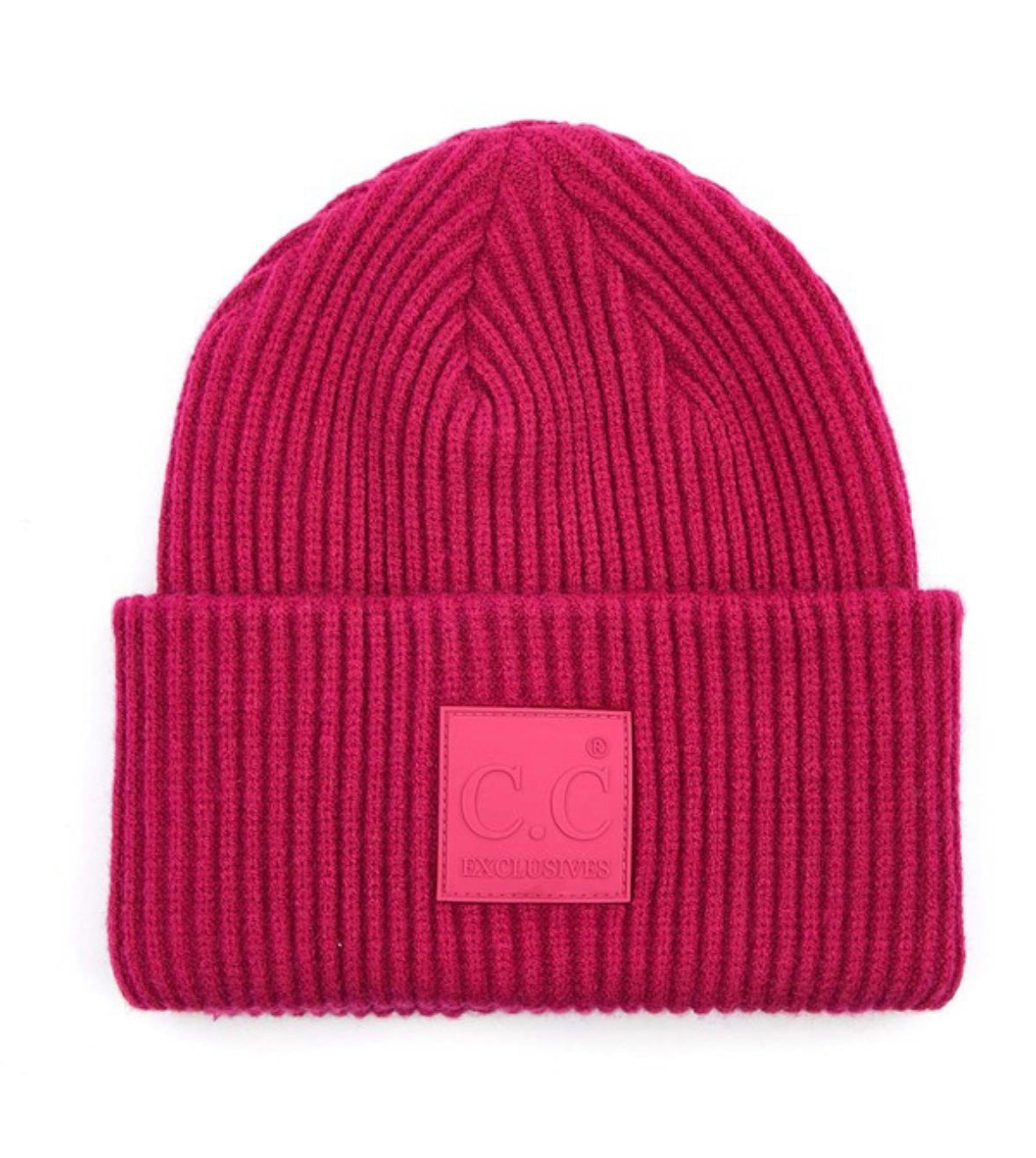 C.C Ribbed Rubber Patch Beanie