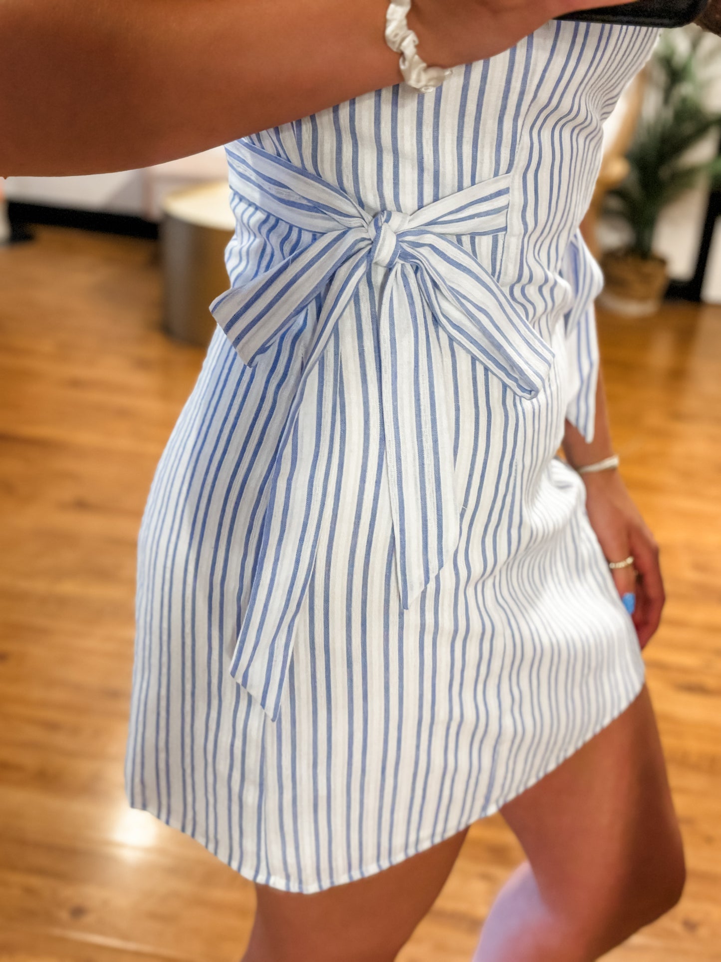 Side Tie Striped Dress