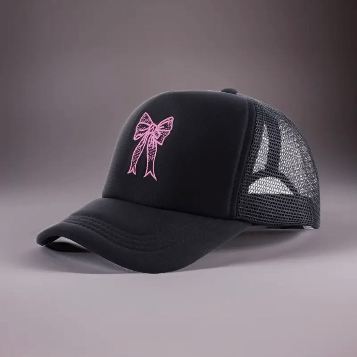 Embroidered Bow Trucker Hat