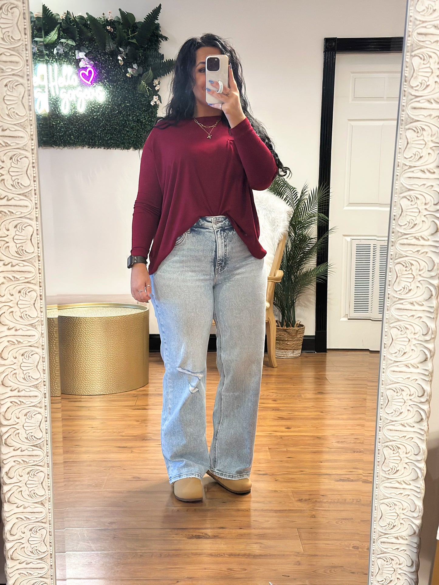 Layered Comfort Top, Wine