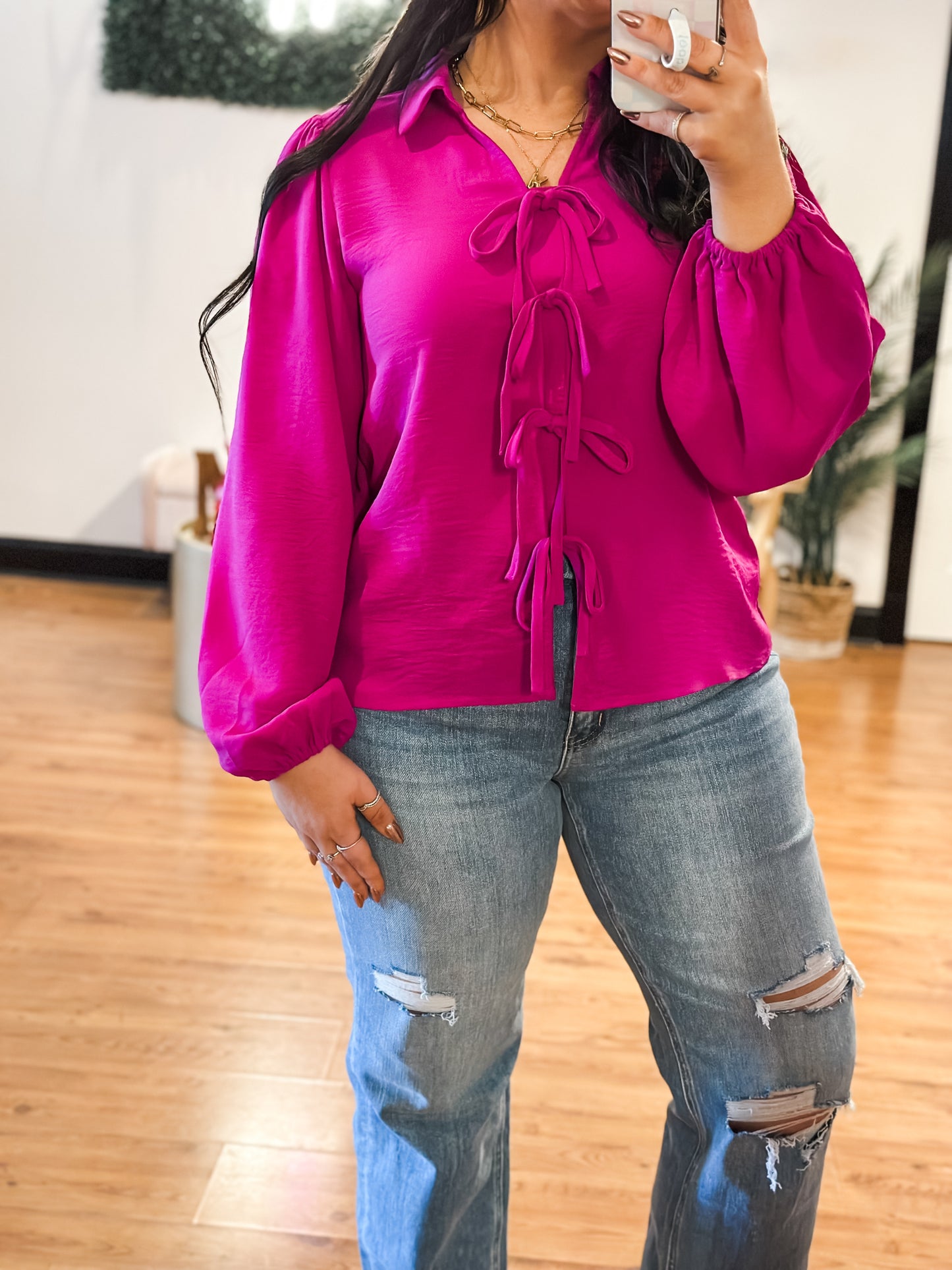 Bow Ties Bubble Sleeve Top