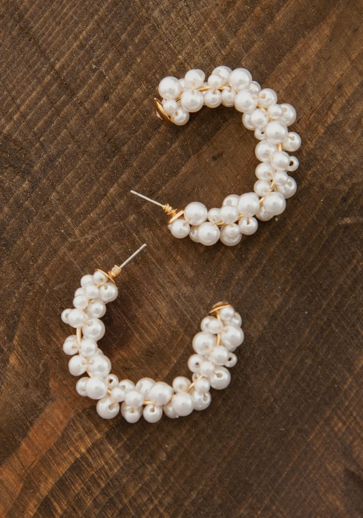 Pearl Beaded Hoop Earrings