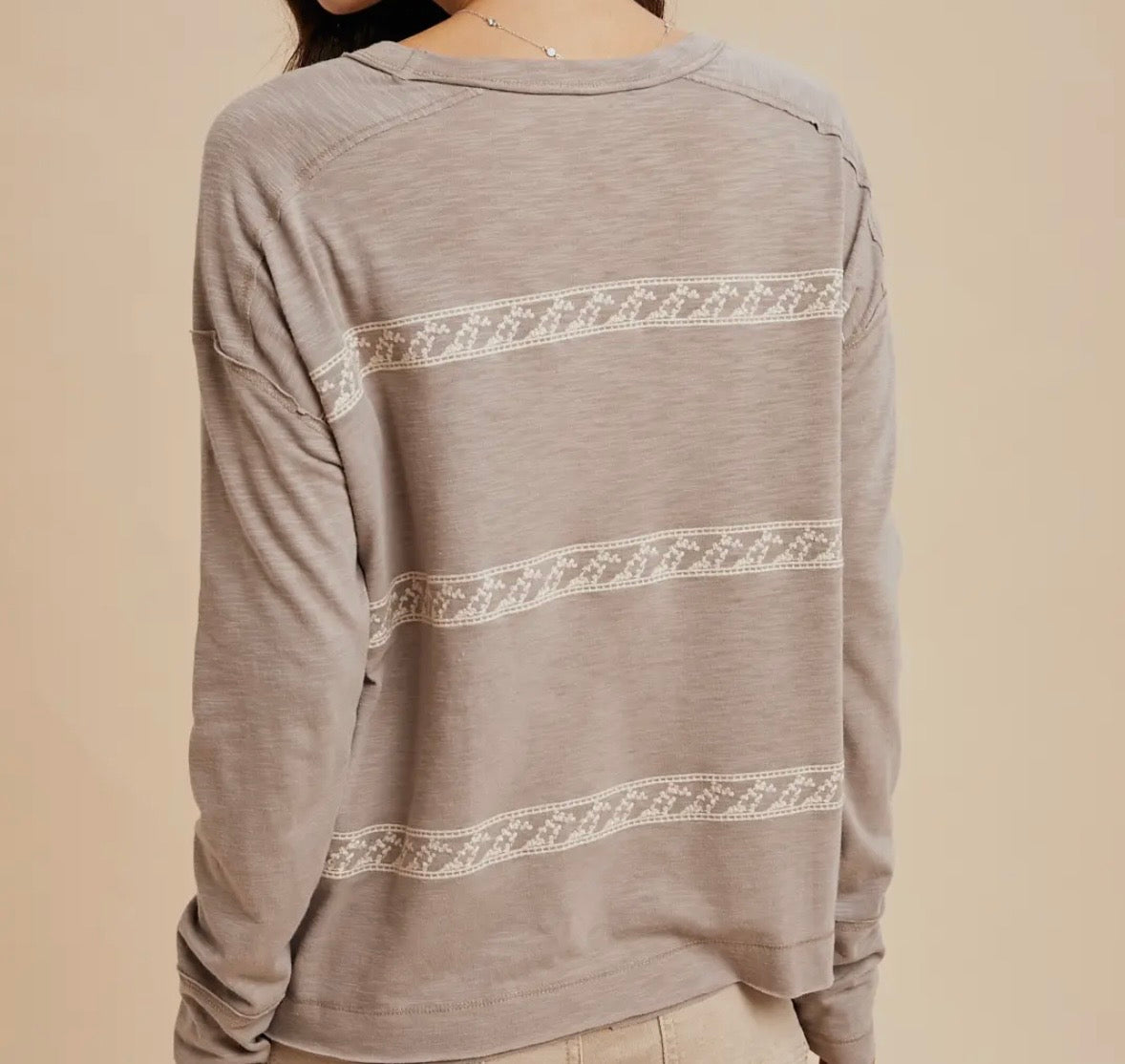 Embroidery Striped Top