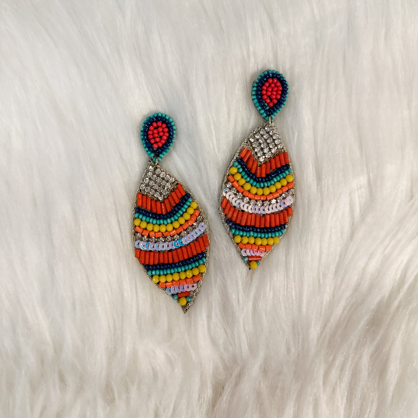 Oval Dangle Beaded Earrings