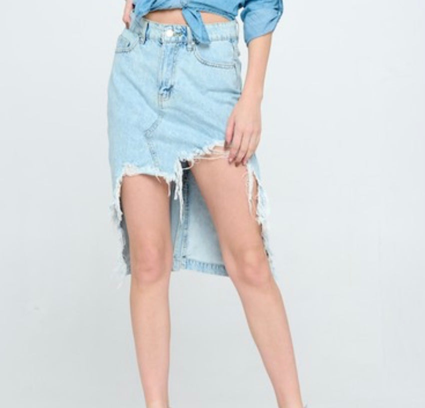Hayden Distressed Denim Skirt