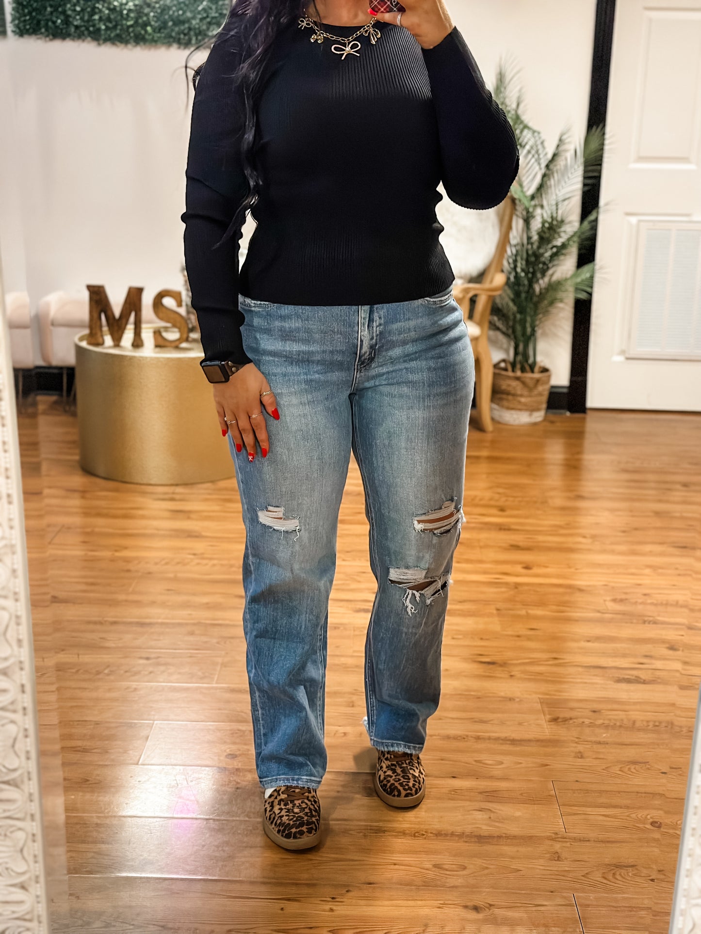 Cozy Layers Knit Sweater, Black